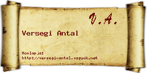 Versegi Antal névjegykártya
